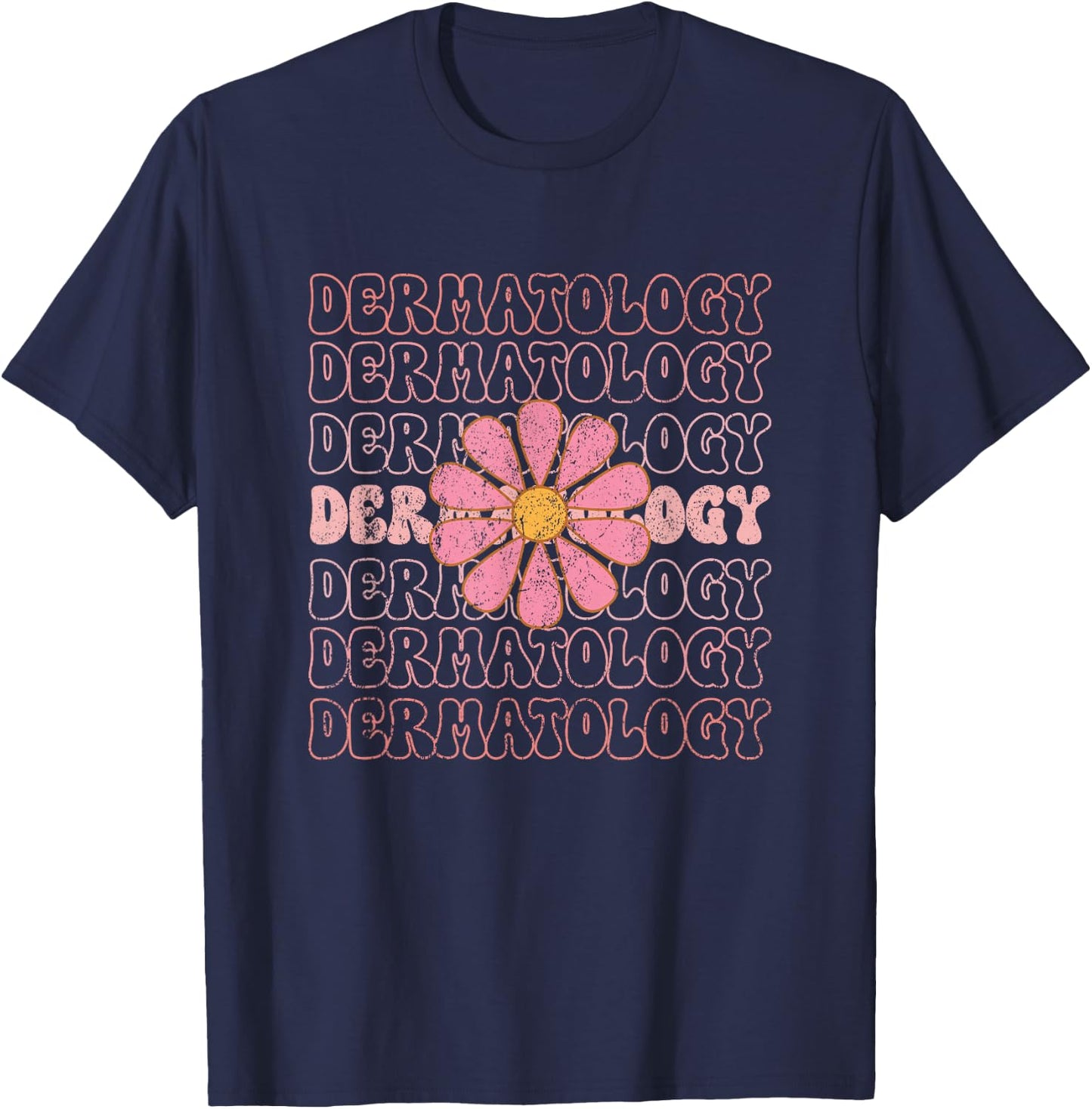 Vintage Dermatology Flower Derm Dermatologist Dermatology T-Shirt - T-Shirt | Navy