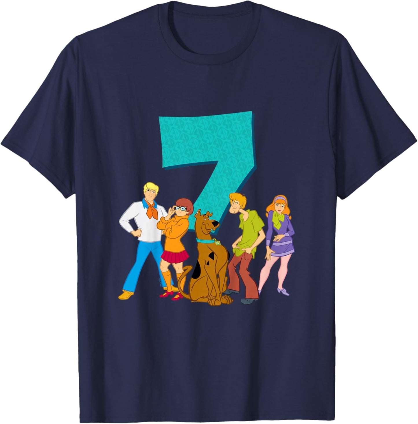 Kids Scooby-Doo 7th Birthday This Meddling Kid is 7 T-Shirt - T-Shirt | Navy