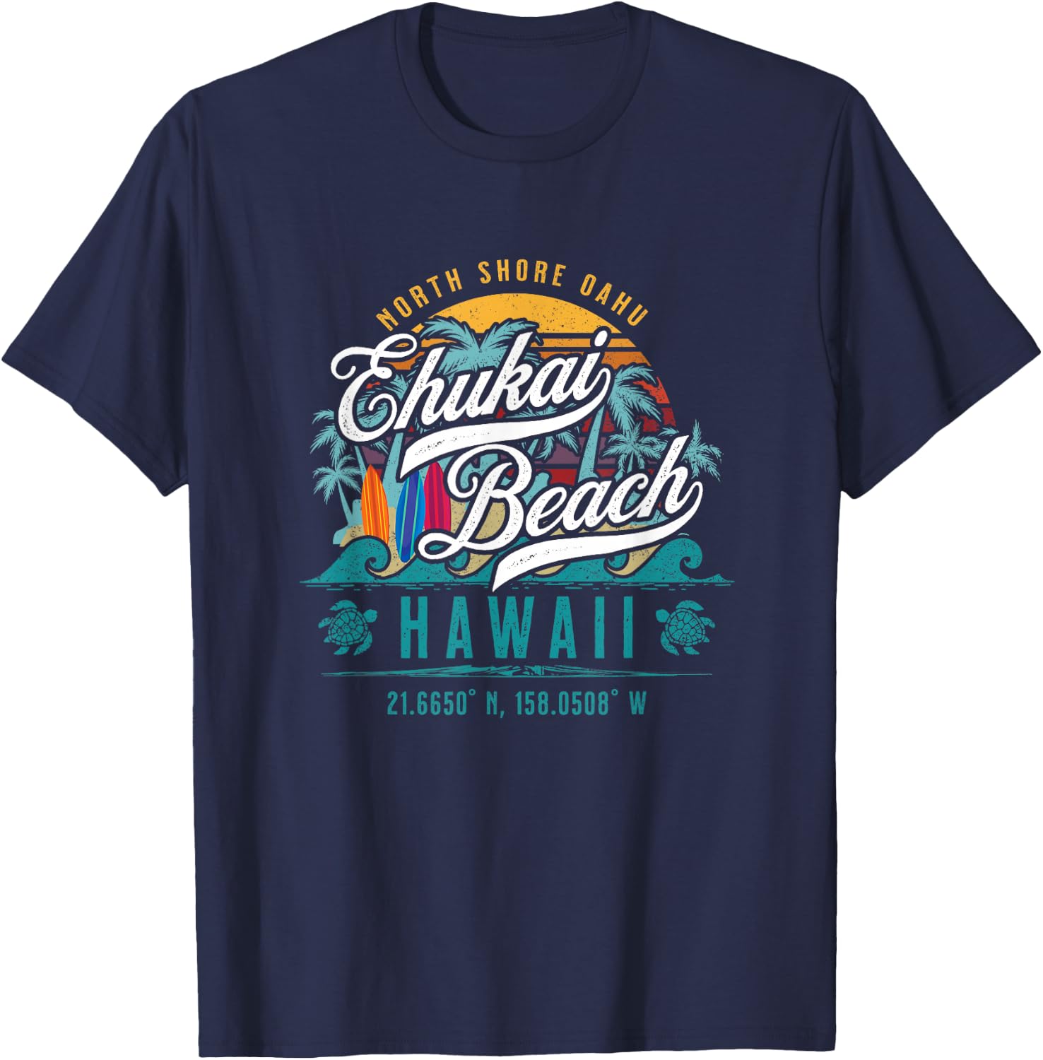 Ehukai Beach North Shore Oahu Hawaii Banzai Pipeline Surfing T-Shirt - T-Shirt | Navy