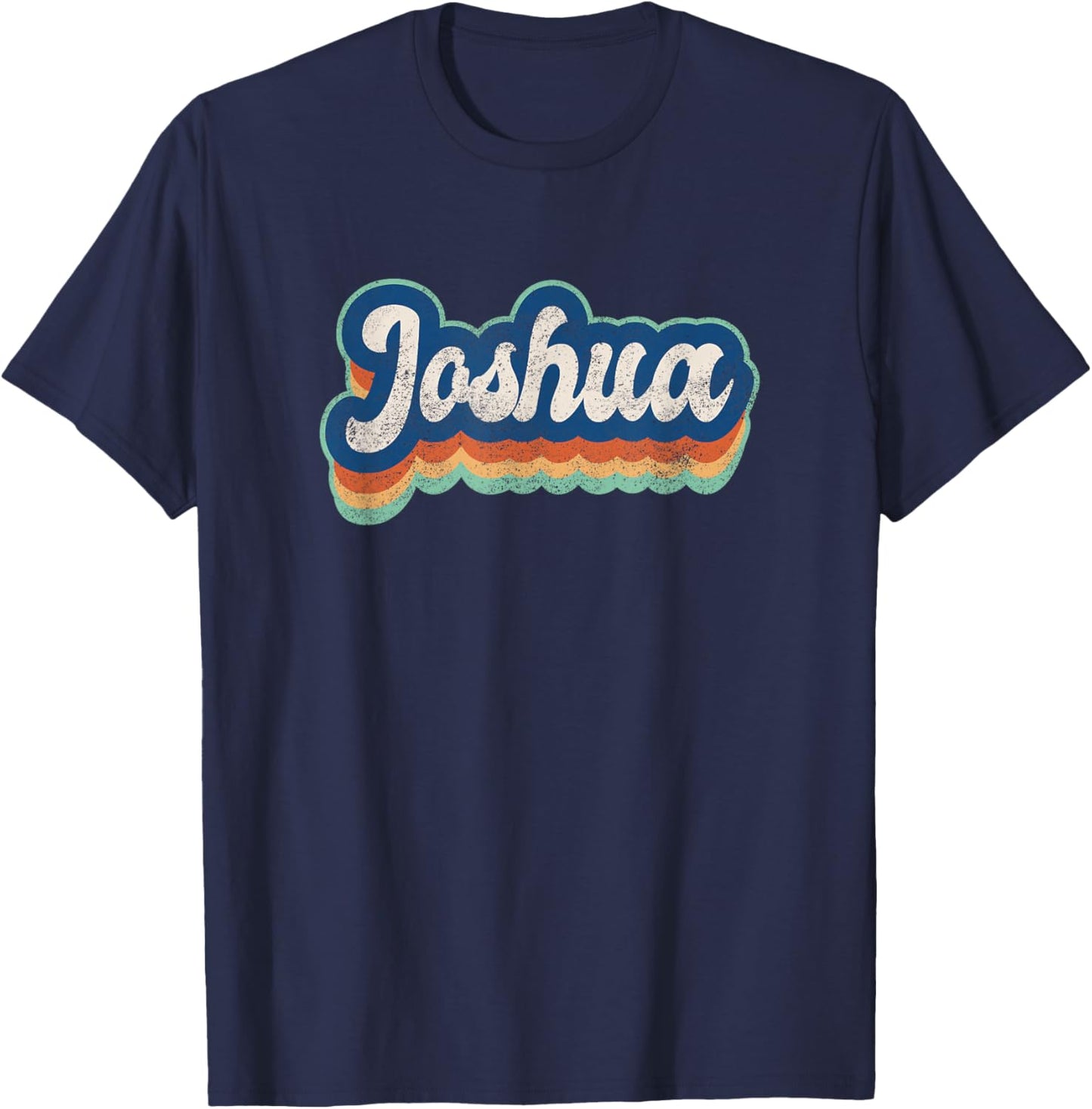 Joshua First Name Boy Vintage Style 70s 80s Personalized T-Shirt - T-Shirt | Navy