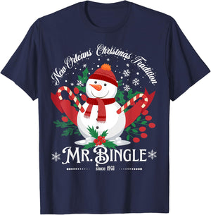 New Orleans Mr.Bingle Christmas Tradition Snowmen Christmas T-Shirt - T-Shirt | Navy