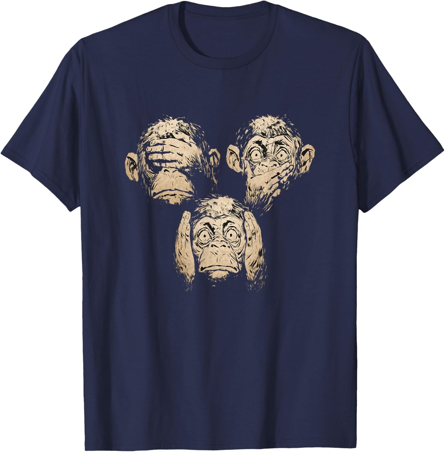 Funnyy, See No Evil Hear No Evil Speak No Evil T-Shirt - T-Shirt | Navy