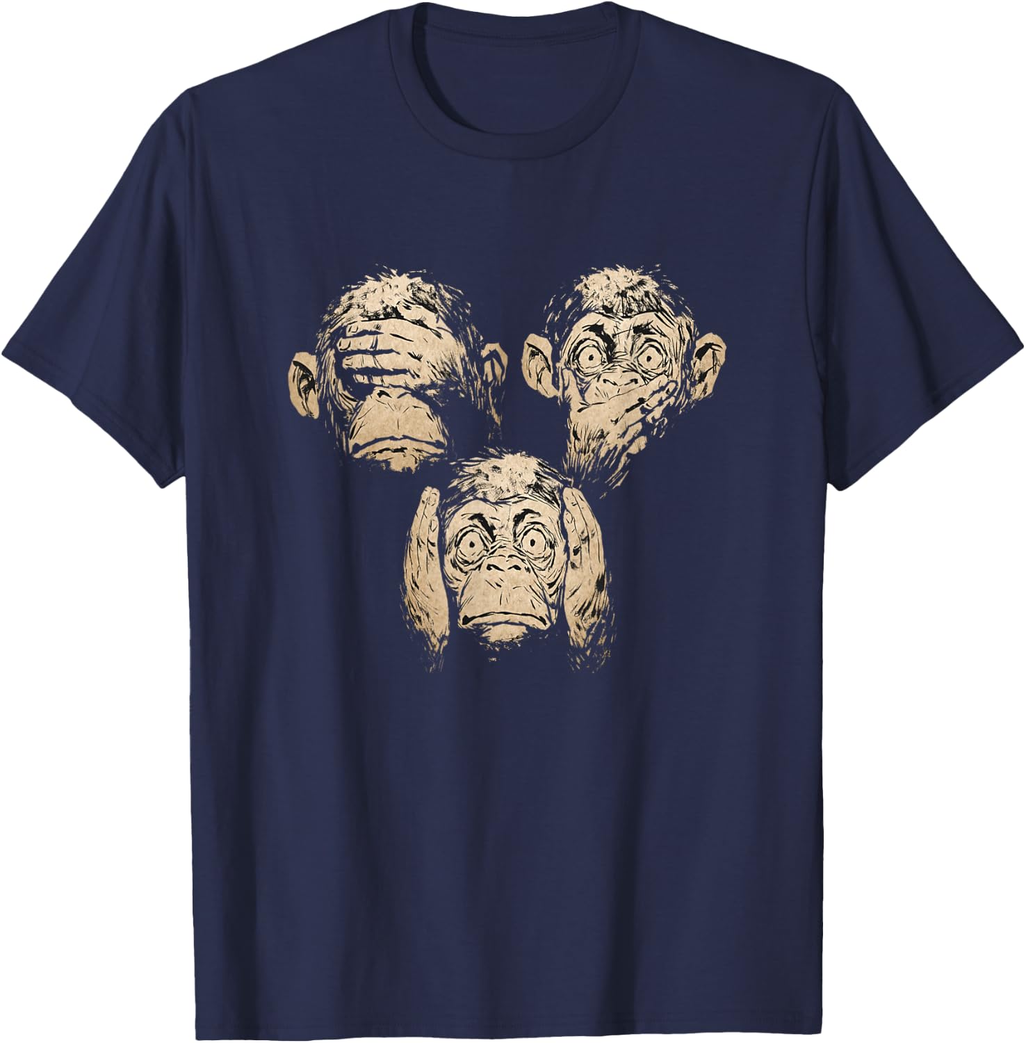 Funnyy, See No Evil Hear No Evil Speak No Evil T-Shirt - T-Shirt | Navy