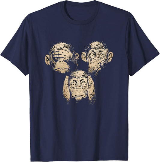 Funnyy, See No Evil Hear No Evil Speak No Evil T-Shirt - T-Shirt | Navy
