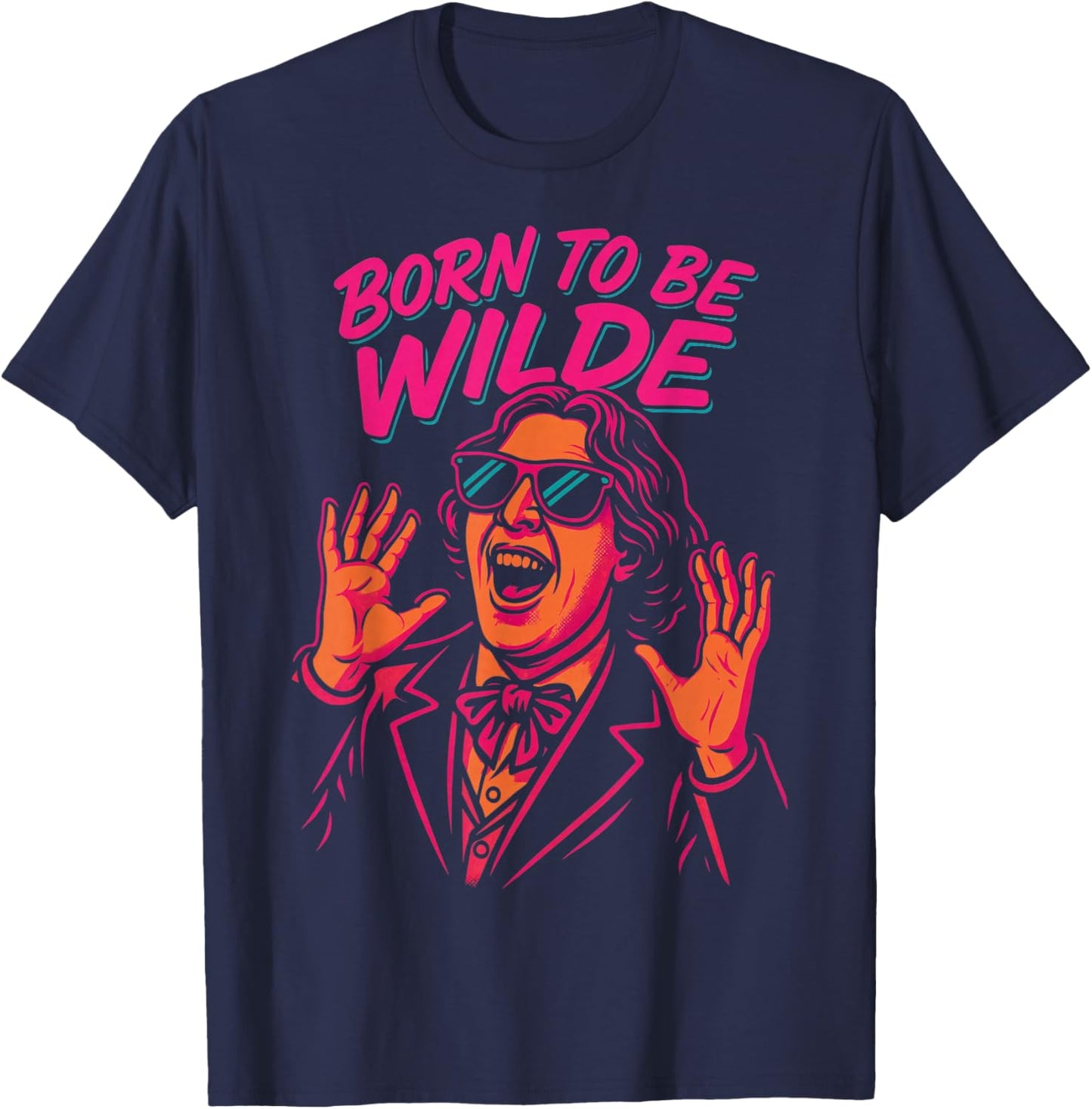 Born to Be Wilde Oscar Wilde Pop Art Literary Pun Author T-Shirt - T-Shirt | Navy