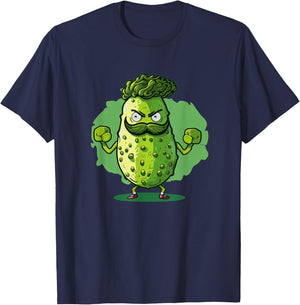 Funny looking pickle outfit with muscle for gym fans T-Shirt - T-Shirt | Navy