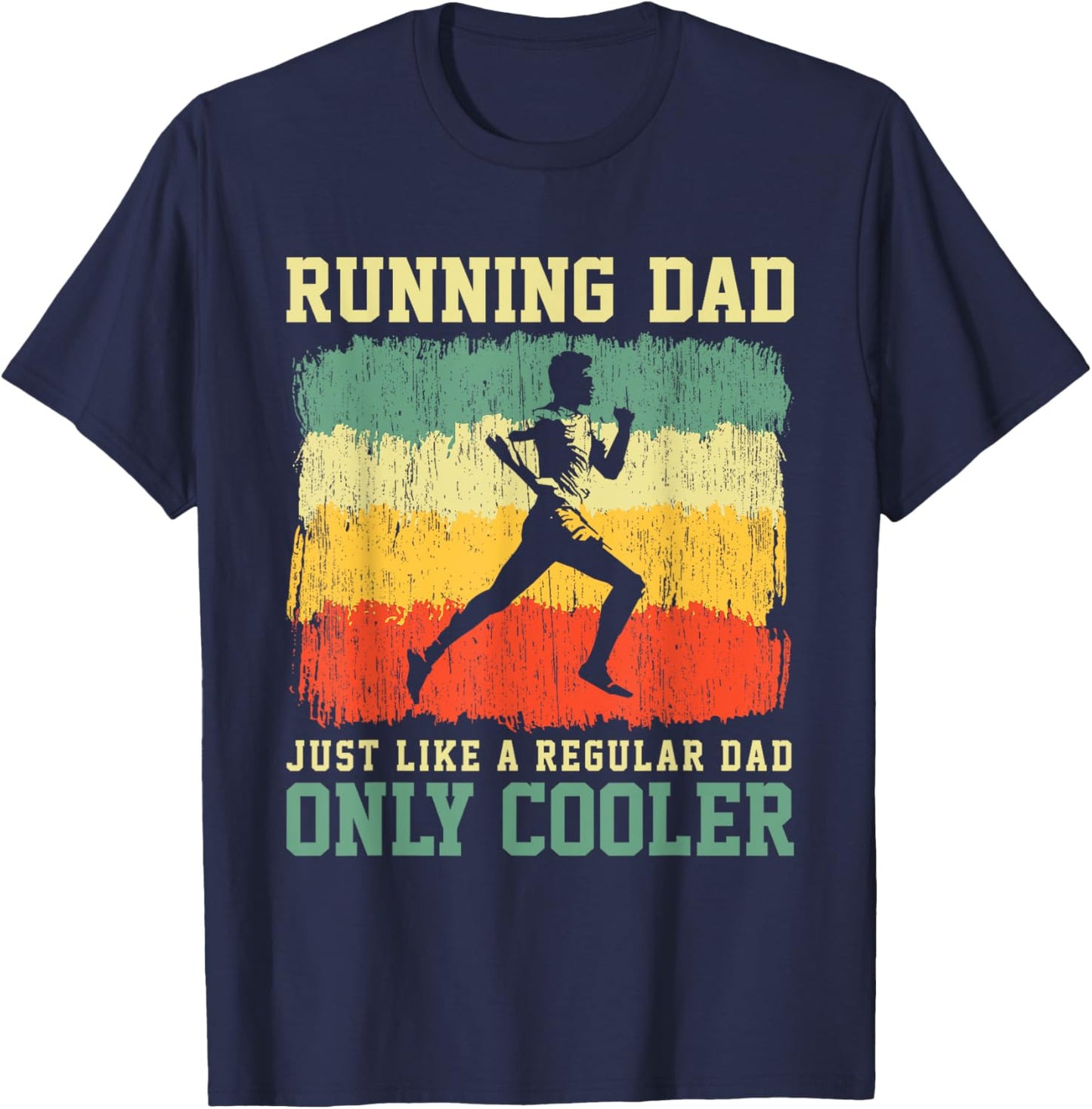 Retro Running Dad Funny Runner Marathon Athlete Humor Outfit T-Shirt - T-Shirt | Navy