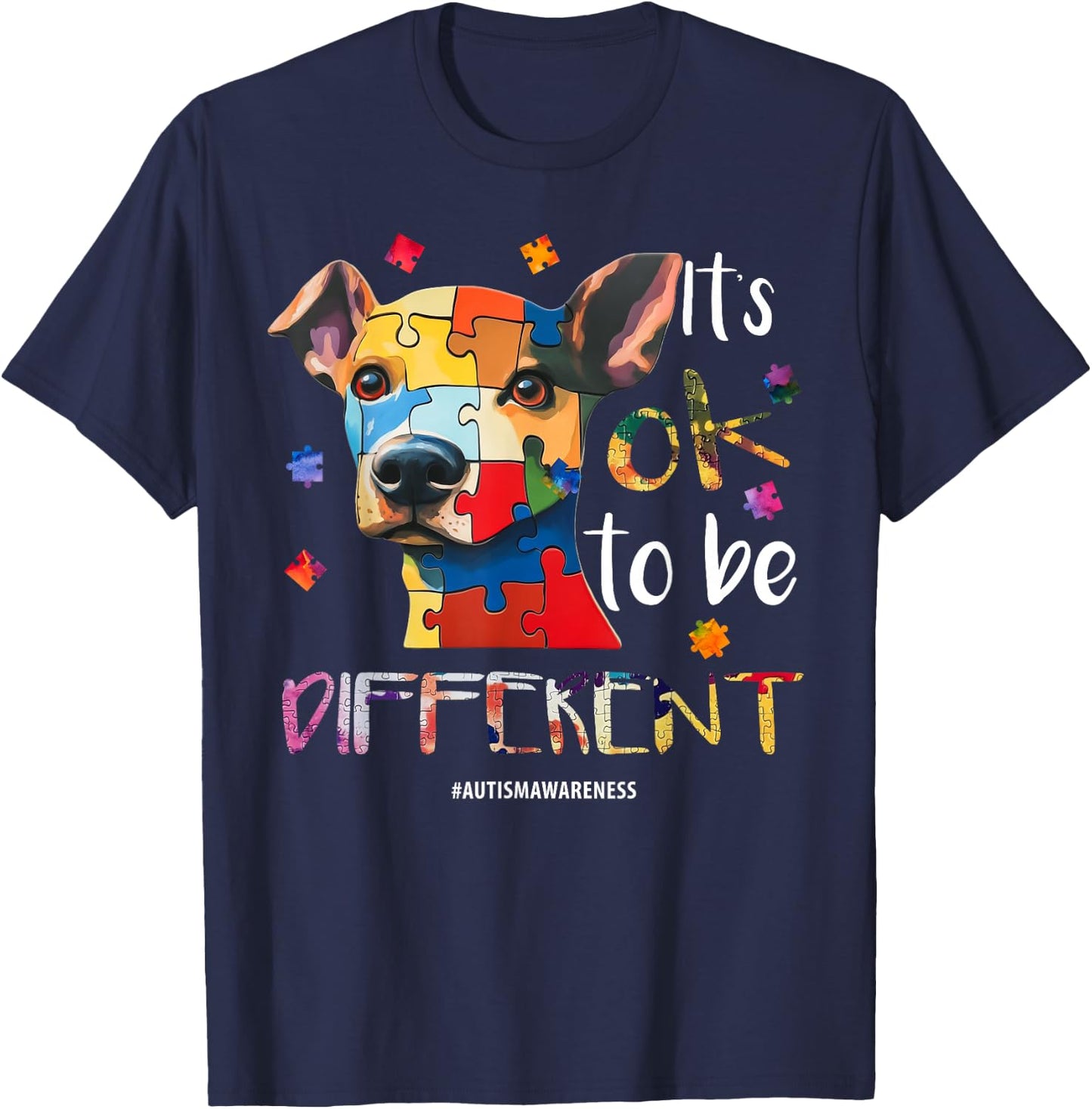 It’s OK to Be Different - Autism Awareness Dog T-Shirt - T-Shirt | Navy