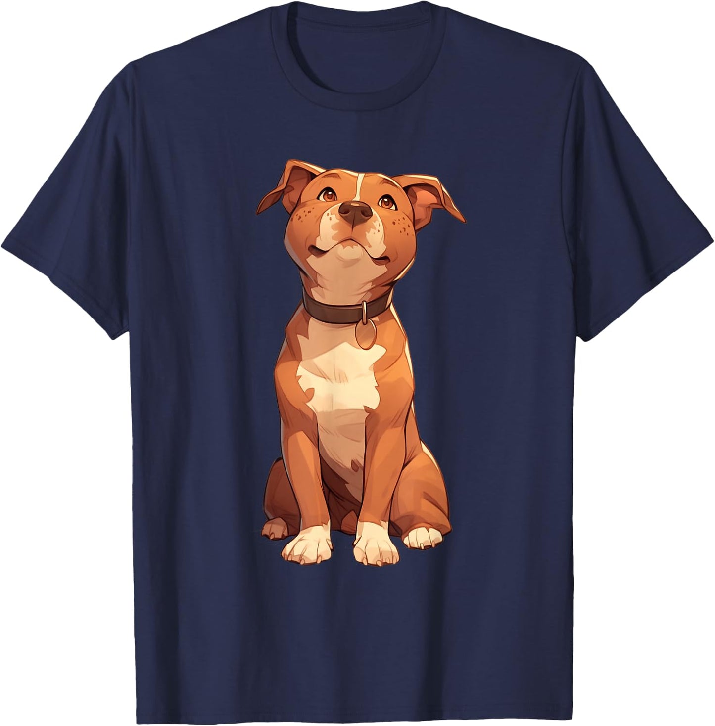 Pitbull Cartoon Dog Lover Pitty Puppy Owner Walker Trainer Men Women Girls Kids T-Shirt - T-Shirt | Navy