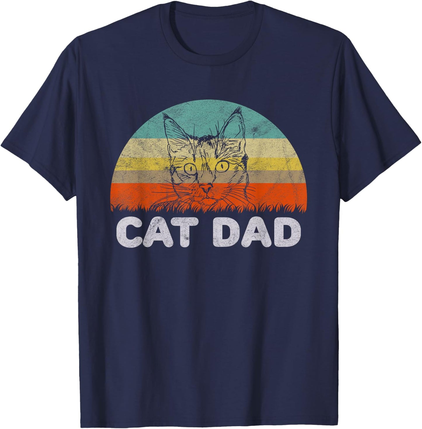 Retro Style Cat Dad Gift Cat Lover Men T-Shirt - T-Shirt | Navy