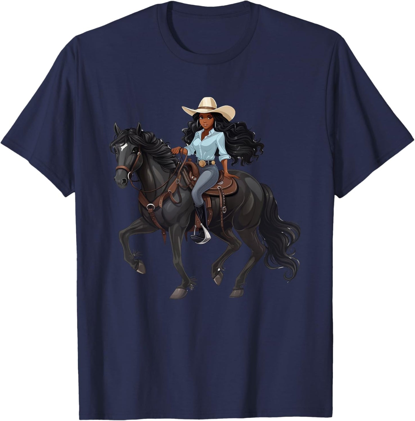 Howdy Black Cowgirls African American Texas Melanin Woman T-Shirt - T-Shirt | Navy
