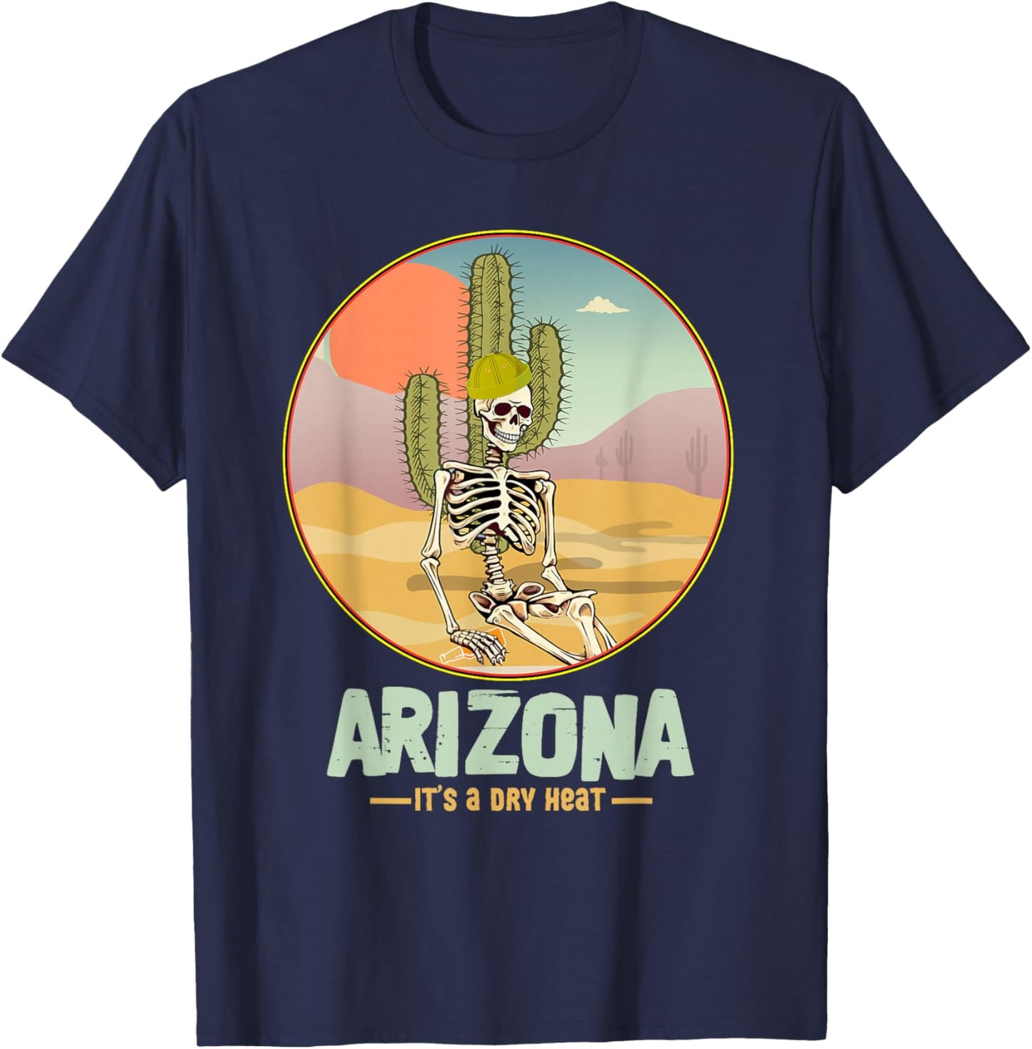 Arizona Souvenirs Desert Skeleton Cactus Vintage Art T-Shirt - T-Shirt | Navy