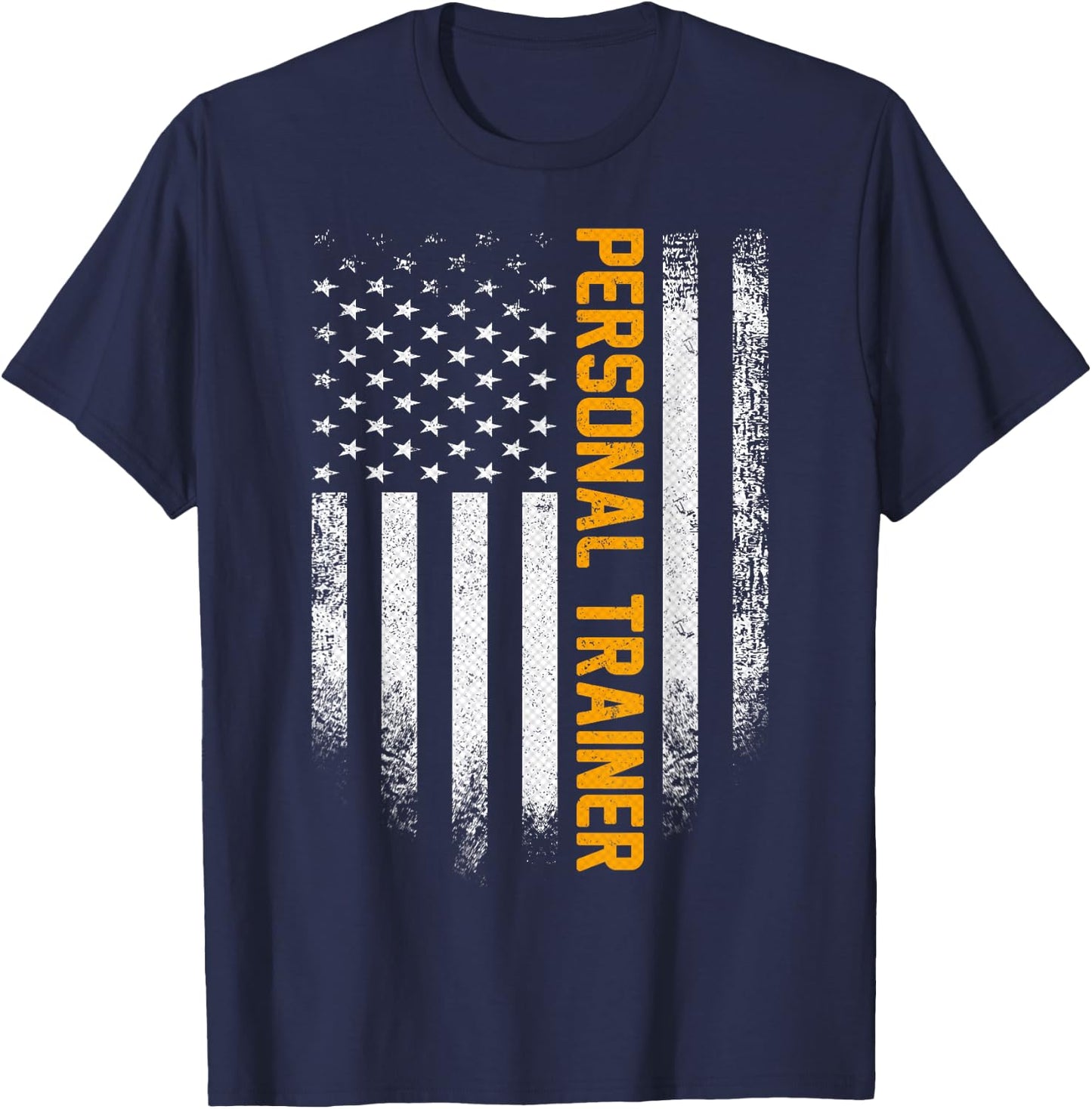 Vintage USA Personal Trainer American Flag Patriotic Funny T-Shirt - T-Shirt | Navy