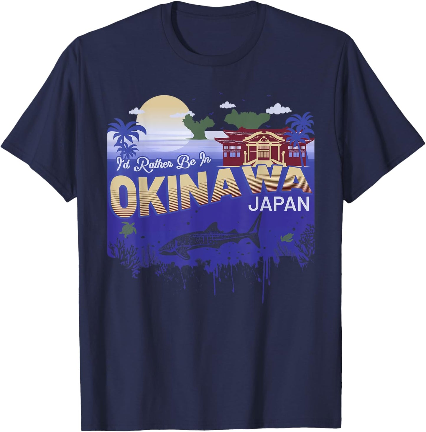 I would rather be in Okinawa Japan vintage souvenir T-Shirt - T-Shirt | Navy
