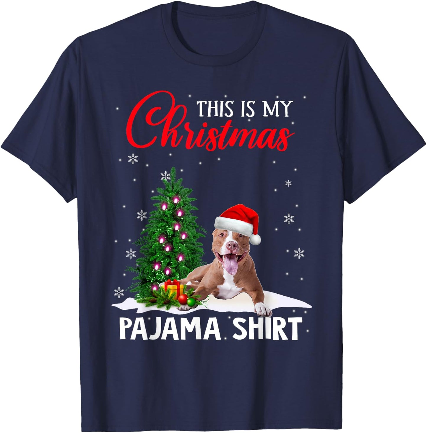 This Is My Christmas Pajama Shirt Pitbull Christmas Dog T-Shirt - T-Shirt | Navy