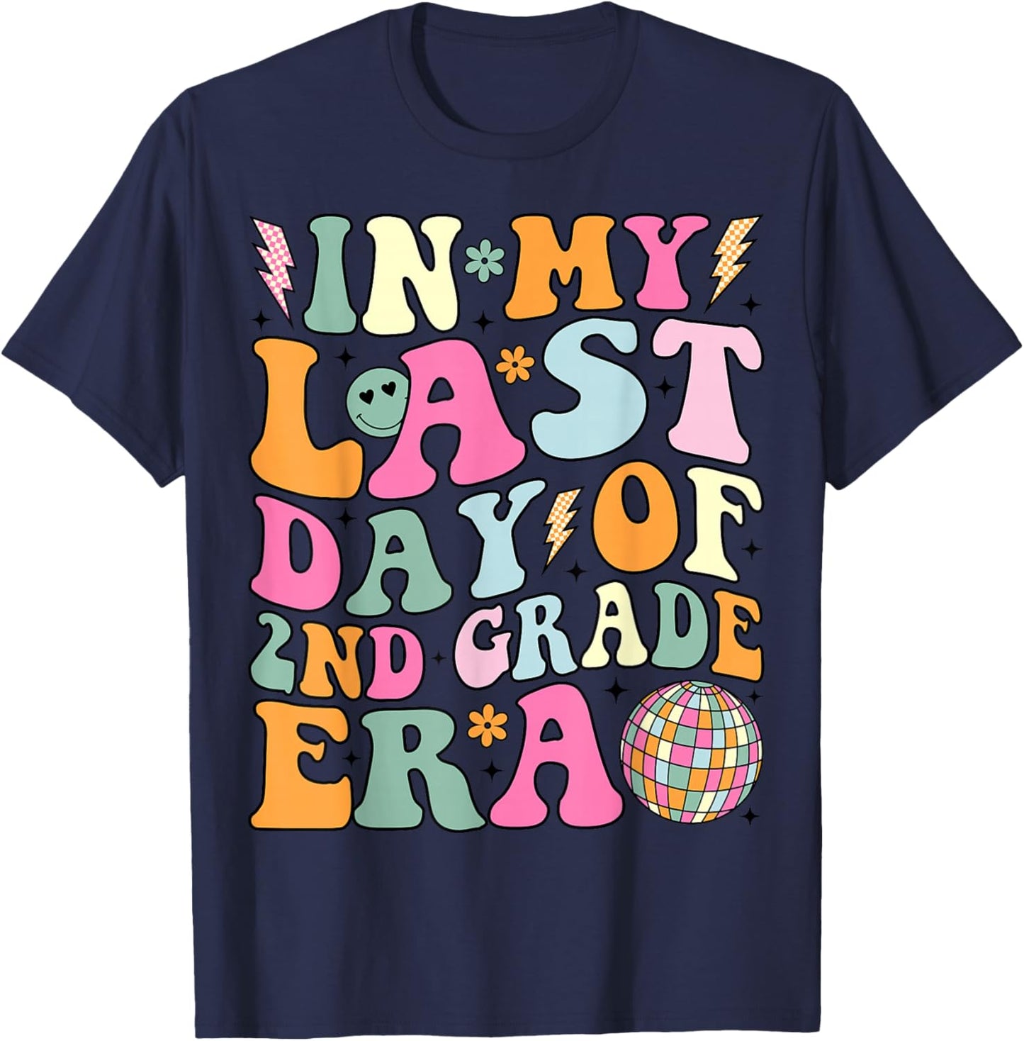 Groovy In My Last Day Of 2nd Grade Era Last Day of School T-Shirt - T-Shirt | Navy