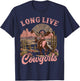 Vintage Western Country Southern Women Girls Gifts Long Live Country Cute Cowgirl Riding Horse Howdy Rodeo T-Shirt - T-Shirt | Navy