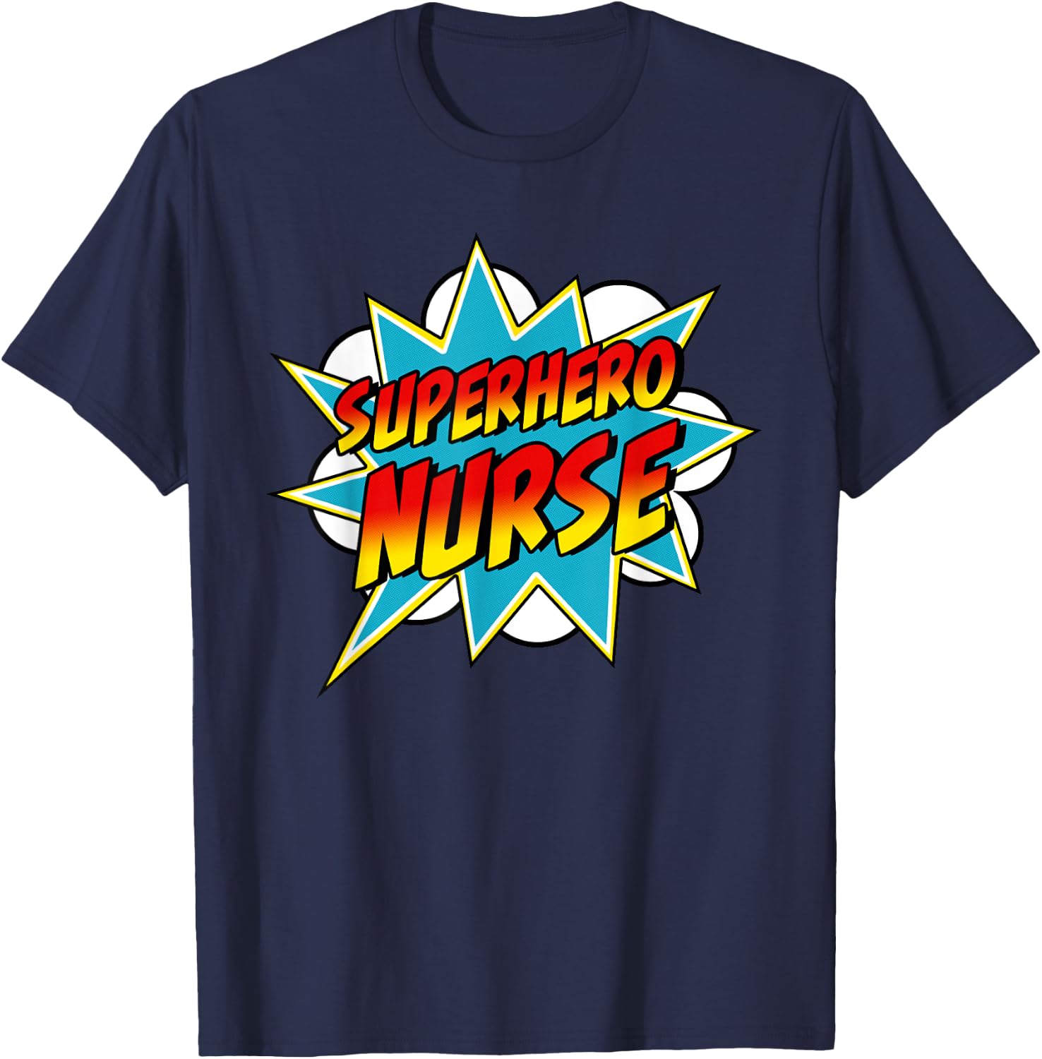 Superhero Nurse | Nurse Superpower Retro Comic T-Shirt - T-Shirt | Navy