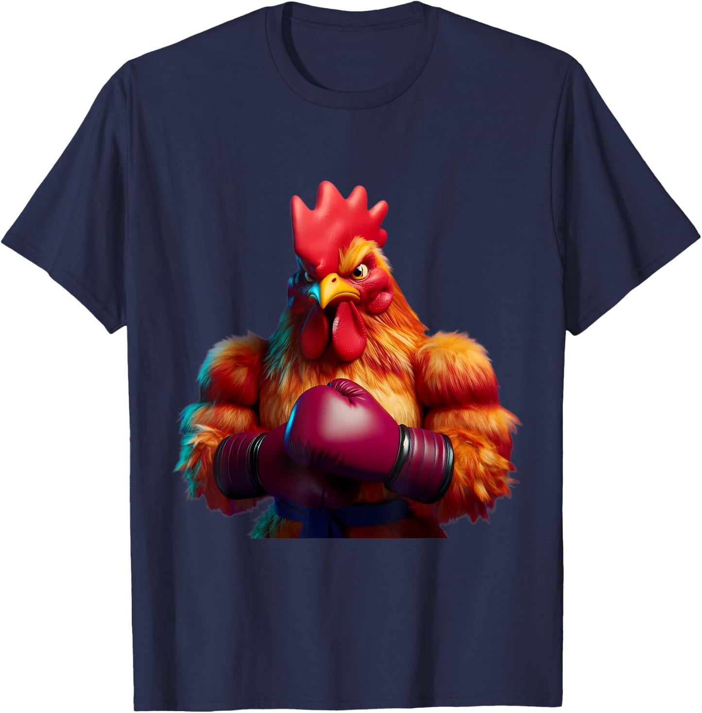 Boxing Chicken Boxer Kickboxer MMA Fighter Combat Sports Gym T-Shirt - T-Shirt | Navy