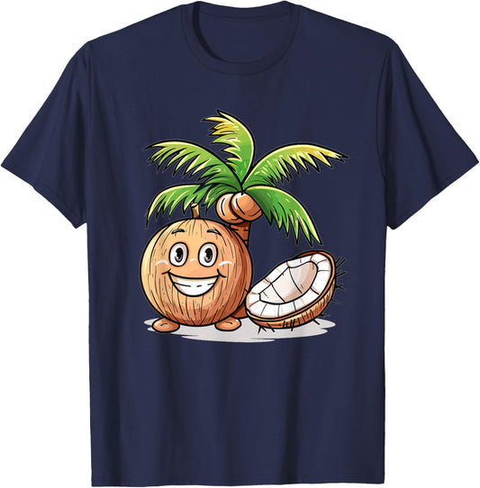 Cartoon Coconut I Kids Coconut T-Shirt - T-Shirt | Navy