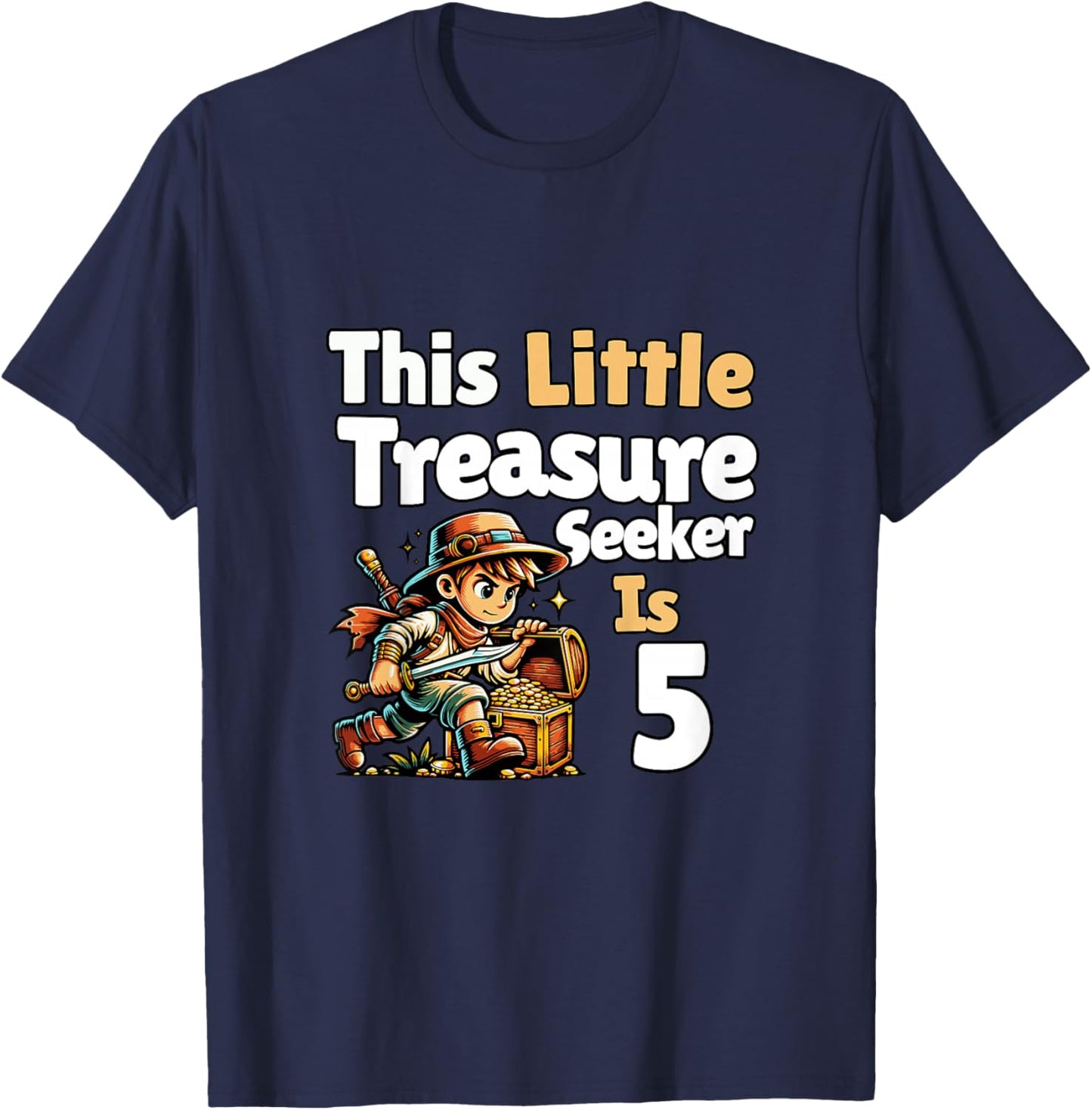 Treasure Seeker 5 Year Old 5th Birthday Boy T-Shirt - T-Shirt | Navy