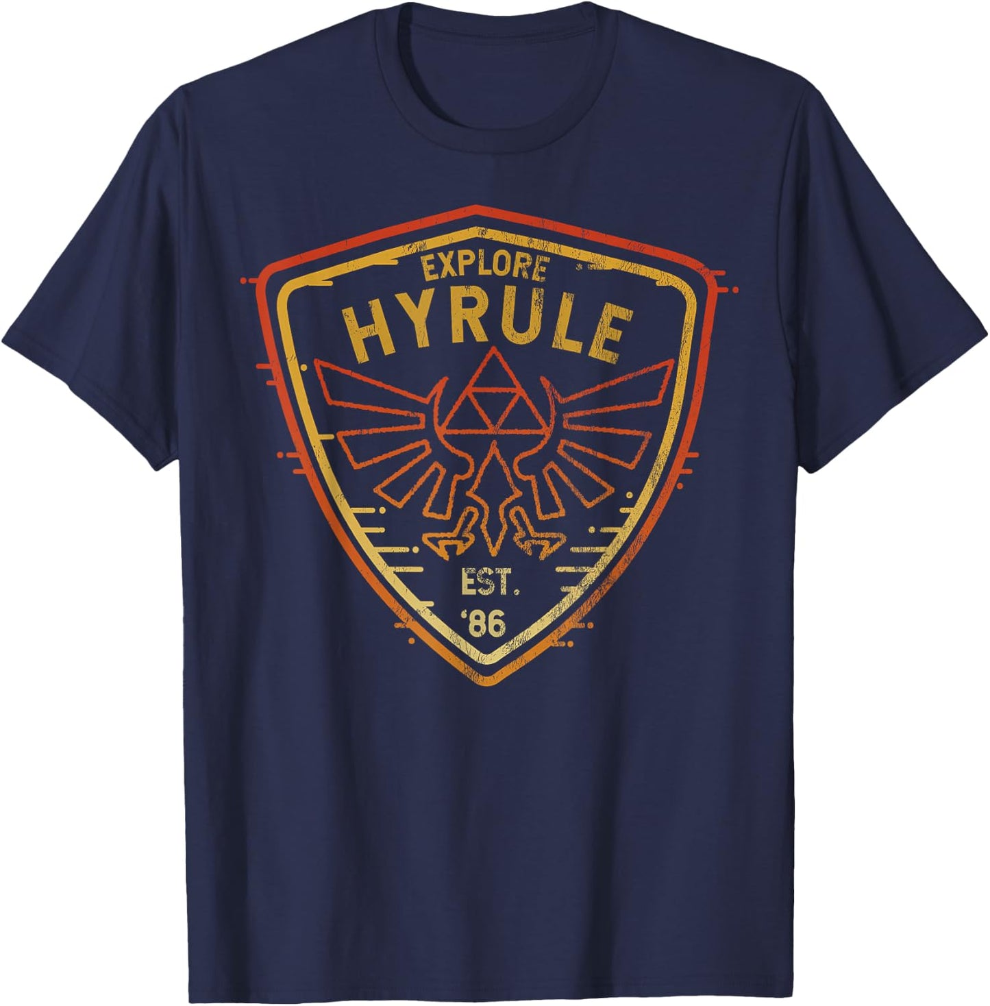 ZELDA Men's Blue Classic Fit Short Sleeve - Small - Patch T-Shirt - T-Shirt | Navy