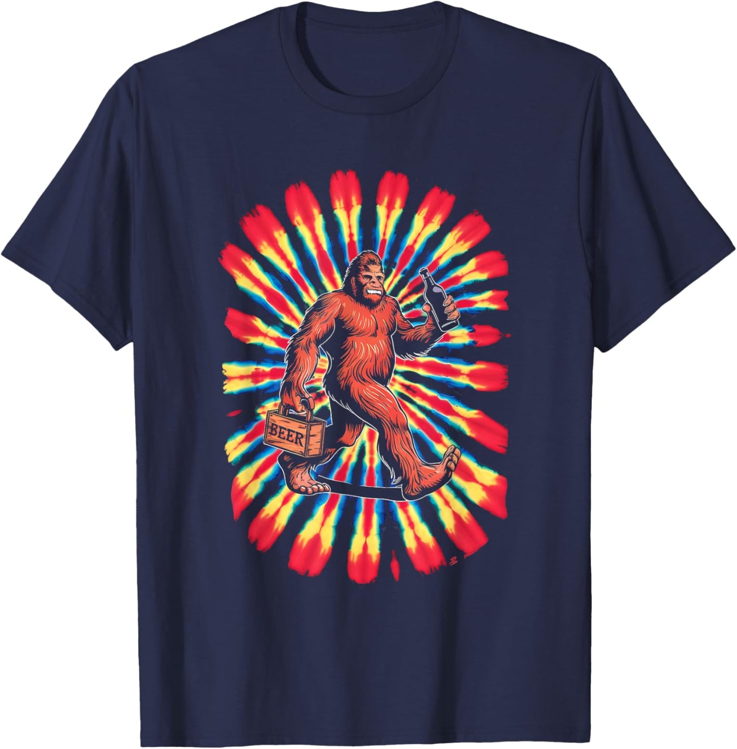 Bigfoot Tie Dye Beer 4th Of July Sasquatch Women Men T-Shirt - T-Shirt | Navy