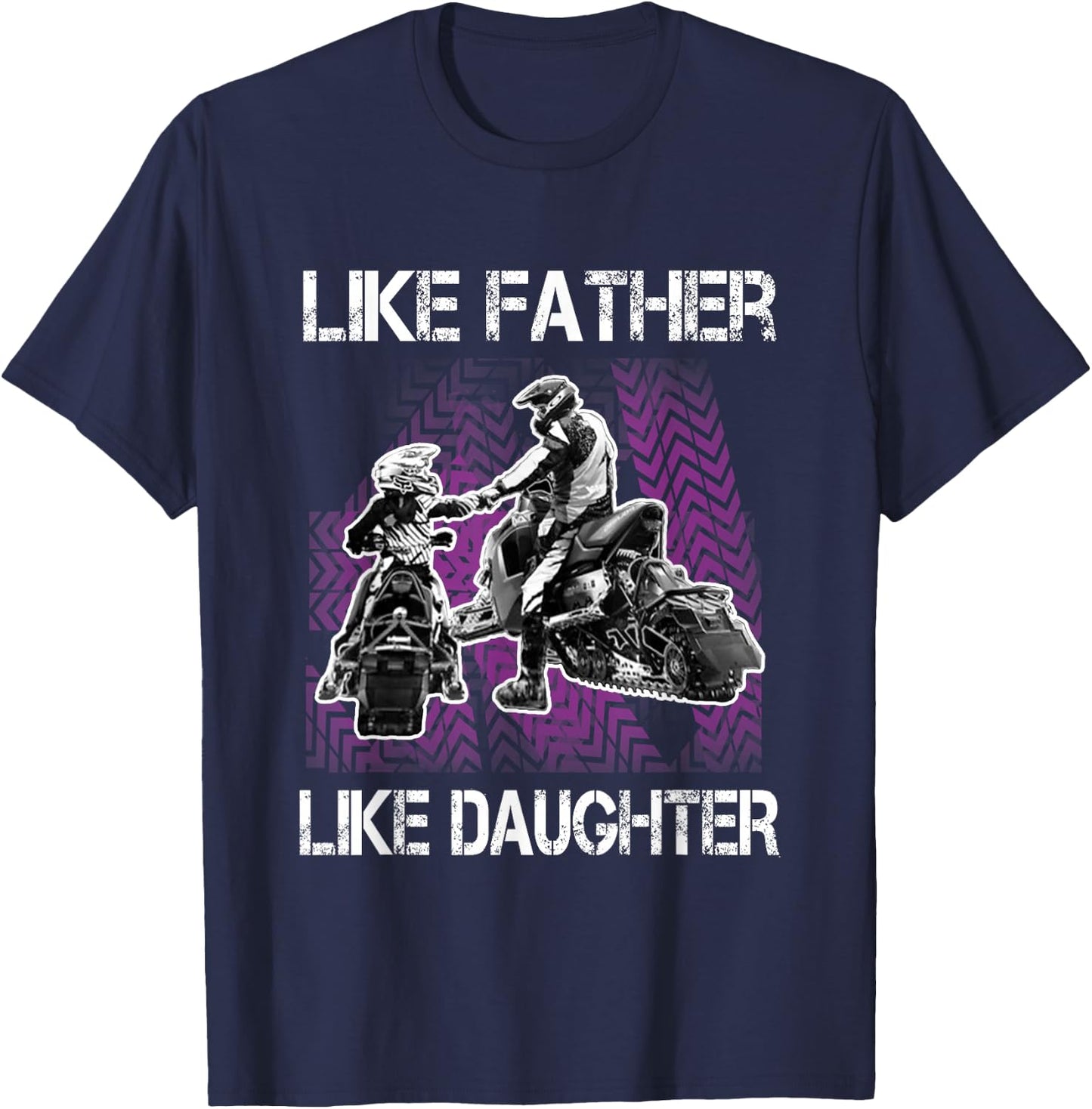 Snowmobile Father and Daughter T Shirt Girls Snowcross T-Shirt - T-Shirt | Navy