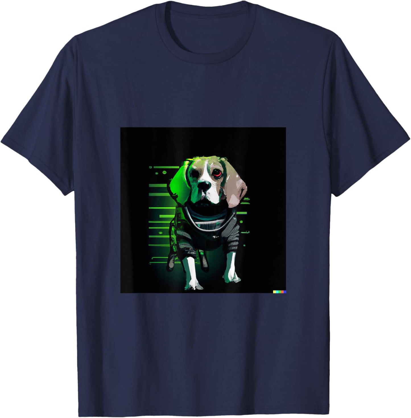 Cyberpunk Beagle | Funny Robot Dog Men Women cute distopic T-Shirt - T-Shirt | Navy