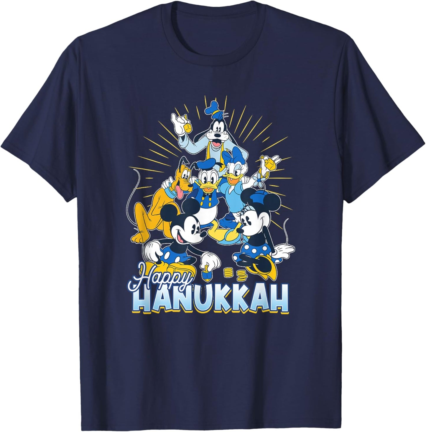 Disney Mickey and Friends Happy Hanukkah Dreidel T-Shirt - T-Shirt | Navy