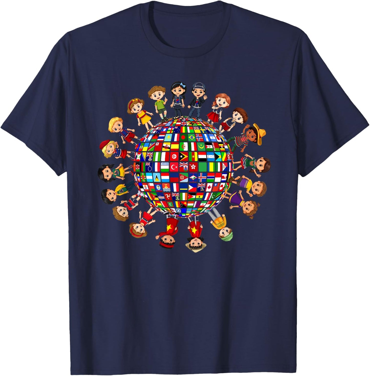 Flags of the World Cultural diversity Kids around the Globe T-Shirt - T-Shirt | Navy