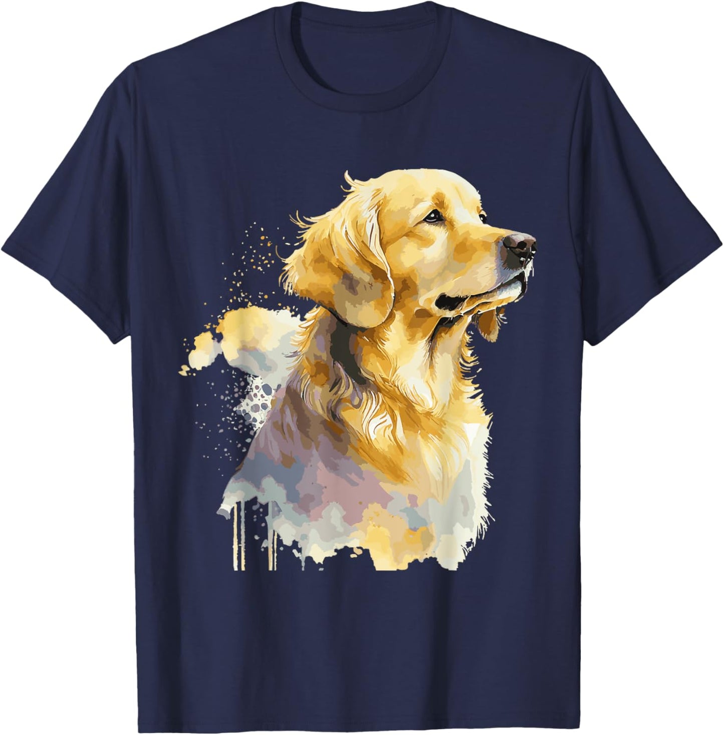 Watercolor Golden Retriever T-Shirt - T-Shirt | Navy