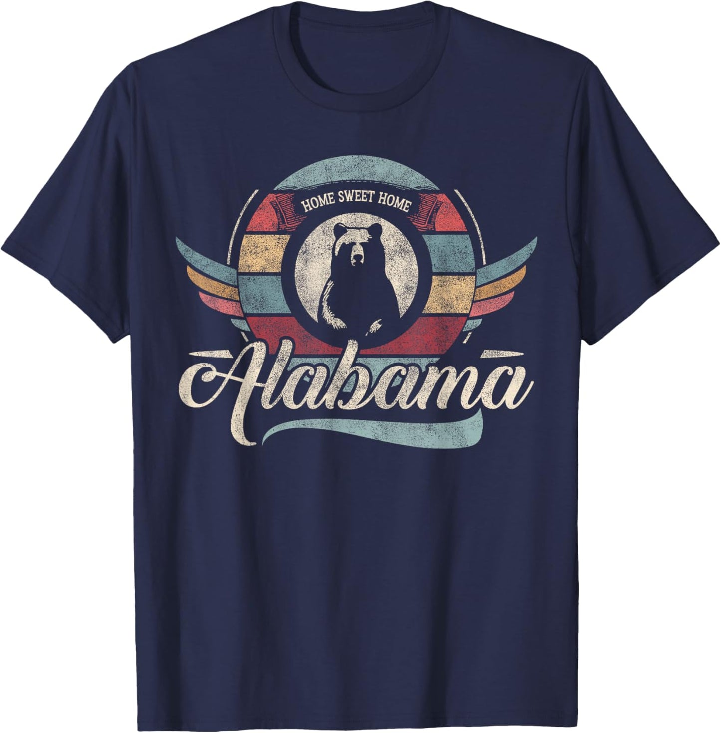 Vintage Alabama retro cool state sweet home black cute bear T-Shirt - T-Shirt | Navy