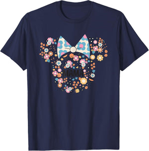Disney Minnie Mouse Disney Mama Icon Flowers Mother's Day T-Shirt - T-Shirt | Navy