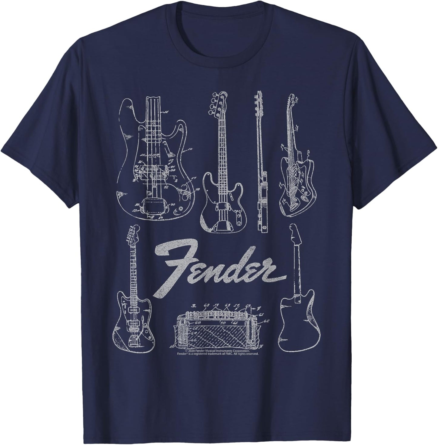 Fender Guitars & Amp Logo T-Shirt - T-Shirt | Navy