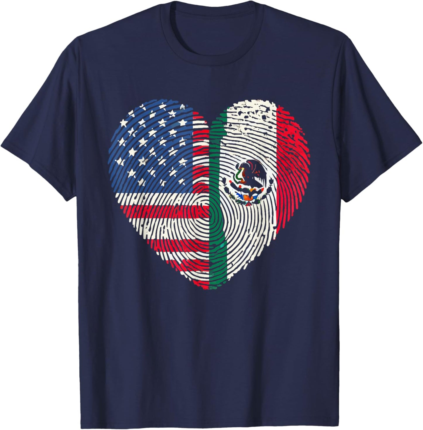 Half Mexican Half American USA Flag Mexico America T-Shirt - T-Shirt | Navy