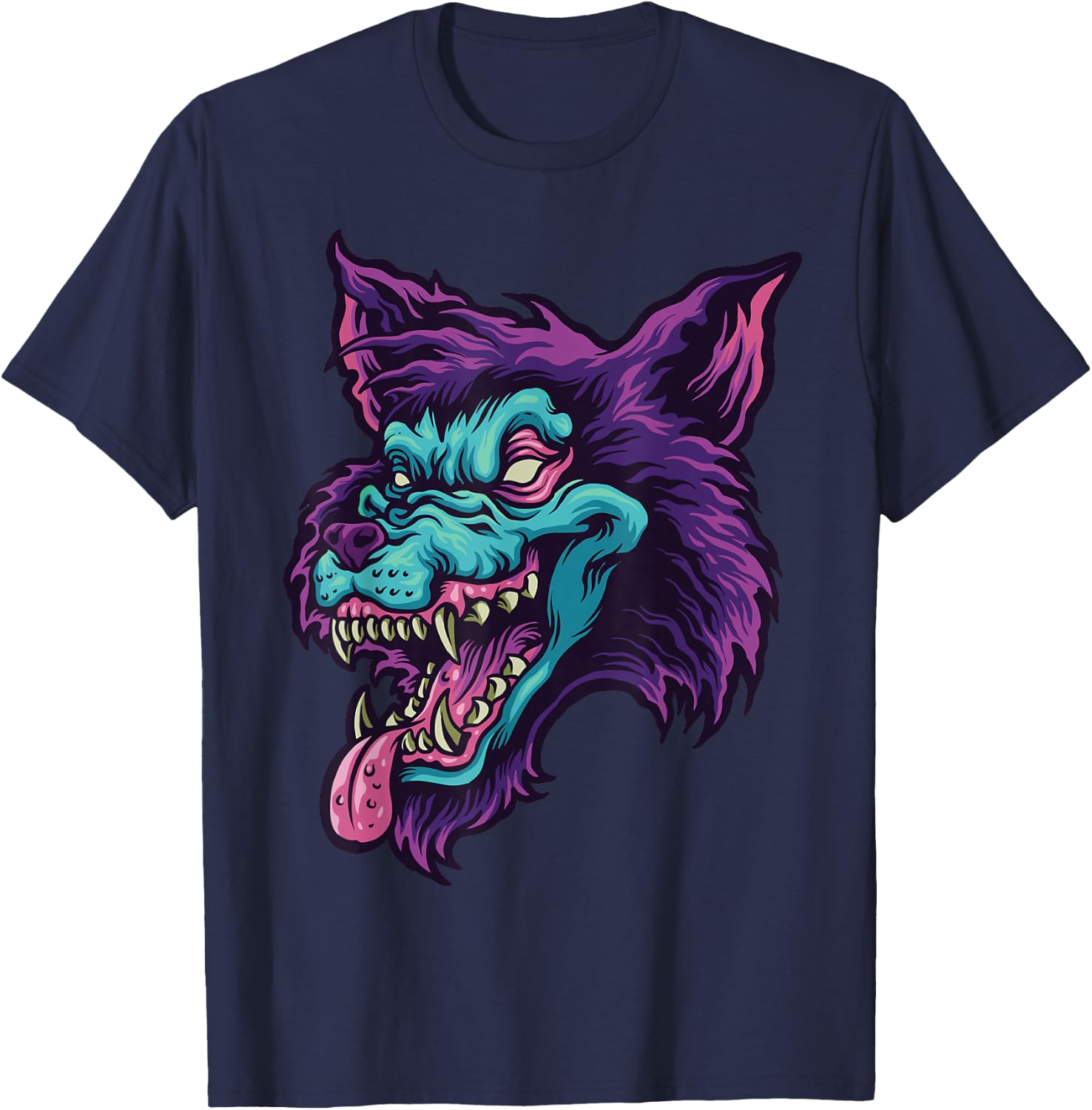 Werewolf Face Gifts for Lovers Wolf or Wolves T-Shirt - T-Shirt | Navy