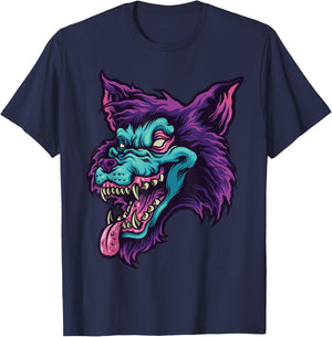 Werewolf Face Gifts for Lovers Wolf or Wolves T-Shirt - T-Shirt | Navy