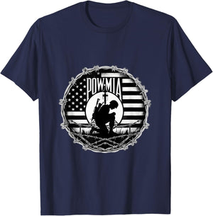 Obvious Logic POW MIA -Adults Black Cotton, Polyester Blend Short Sleeve T-Shirt - T-Shirt | Navy