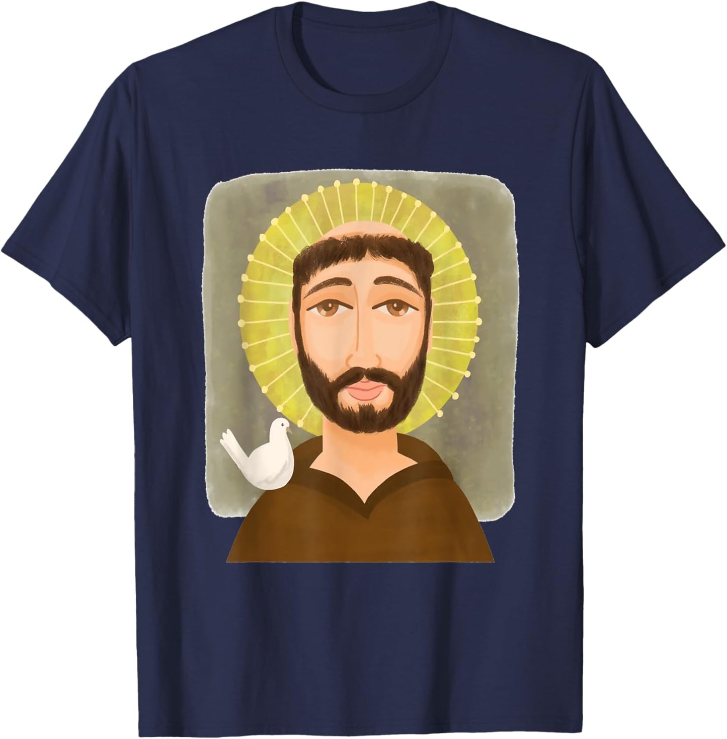 St Francis of Assisi Art Patron Saint of Animals Catholic T-Shirt - T-Shirt | Navy