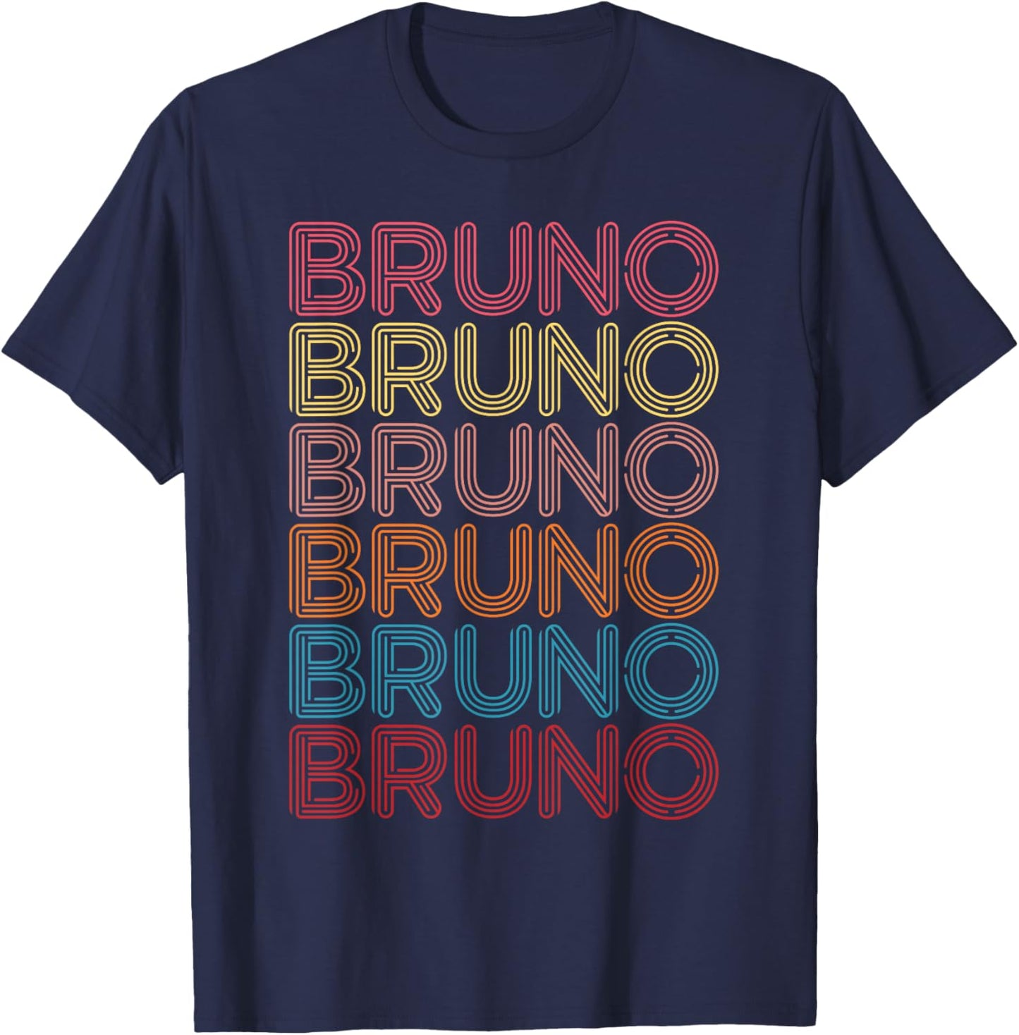 Retro Bruno First Name Boy Kids Personalized Girl Bruno T-Shirt - T-Shirt | Navy