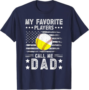 My Favorite Players Call Me Dad Baseball Softball Dad T-Shirt - T-Shirt | Navy