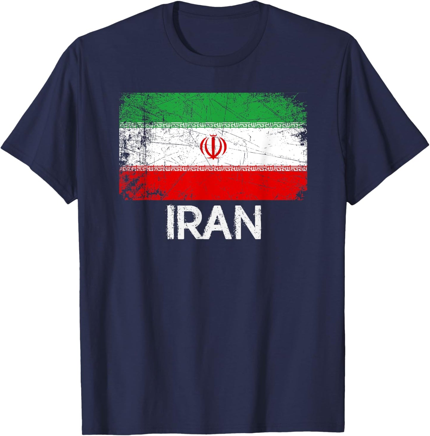 Iranian Persian Flag | Vintage Made In Iran Gift T-Shirt - T-Shirt | Navy