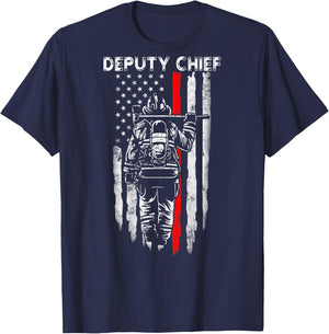 Deputy Fire Chief American flag gifts Patriotic Firefighter T-Shirt - T-Shirt | Navy
