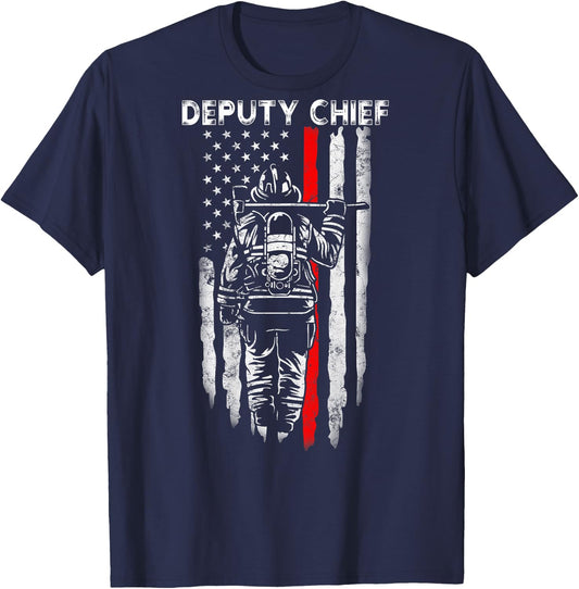 Deputy Fire Chief American flag gifts Patriotic Firefighter T-Shirt - T-Shirt | Navy