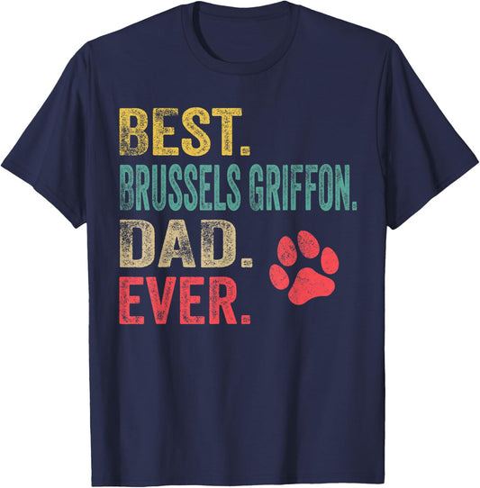 Best Brussels Griffon Dad ever Vintage Father Dog Lover T-Shirt - T-Shirt | Navy