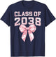 Coquette Bow Preppy Class of 2038 Girly Girl 2038 Graduation T-Shirt - T-Shirt | Navy