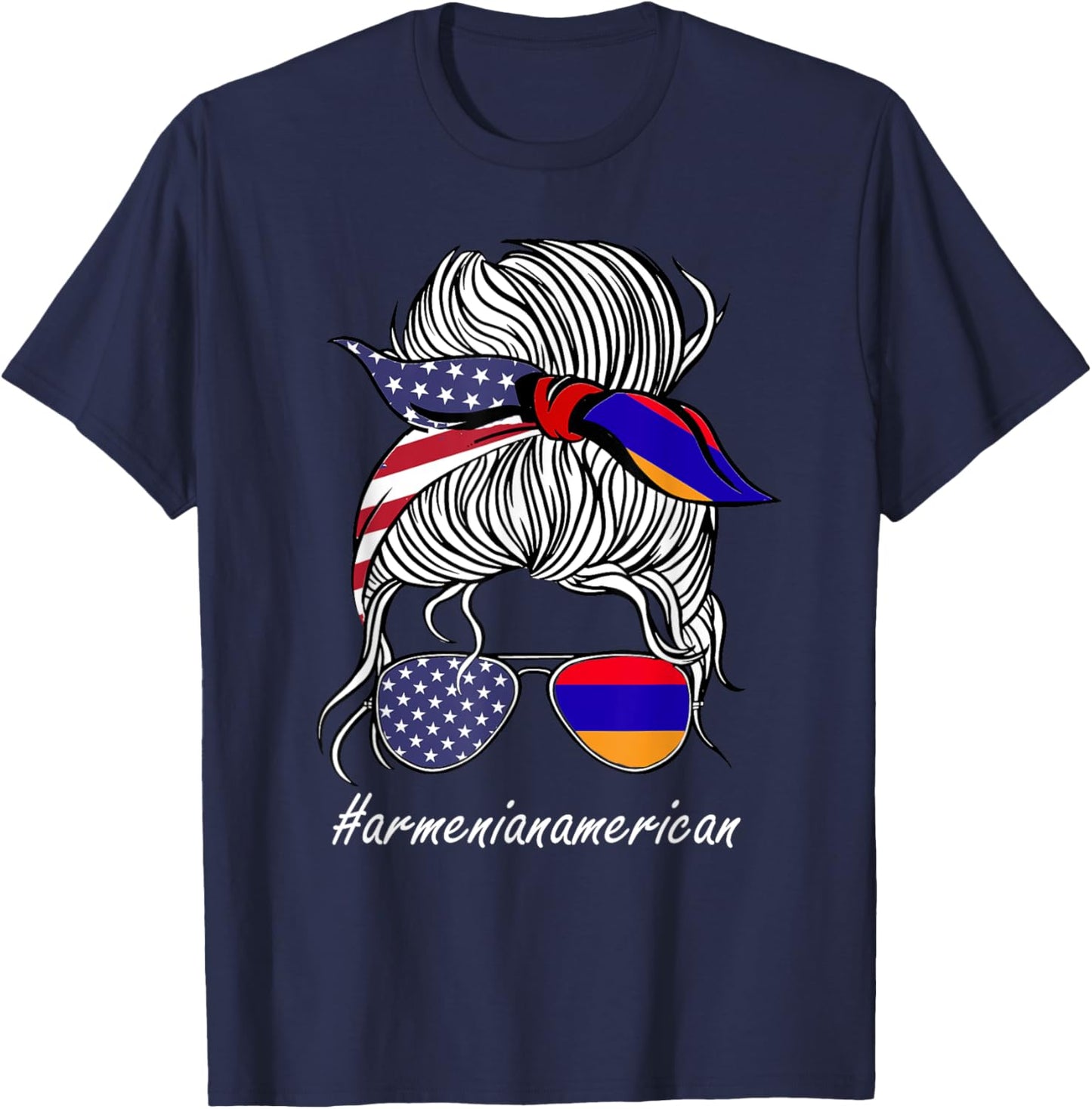 Armenia Women Heritage American Grown Girl Armenia Flag T-Shirt - T-Shirt | Navy