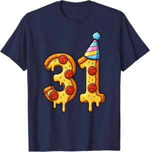 Pizza 31th Birthday 31 Years Old Party Hat Bday Boys Girls T-Shirt - T-Shirt | Navy