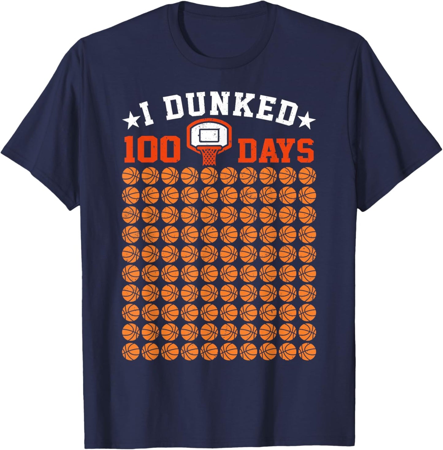 I Dunked 100 Days Of School Basketball 100th Day Boys Kids T-Shirt - T-Shirt | Navy